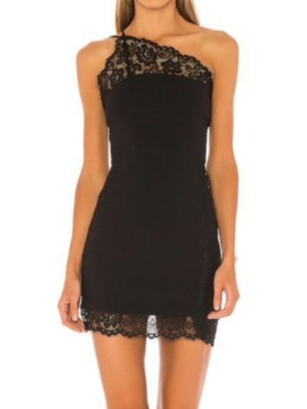 Free People Premonitions Bodycon Lace Asymmetrical Slip Dress